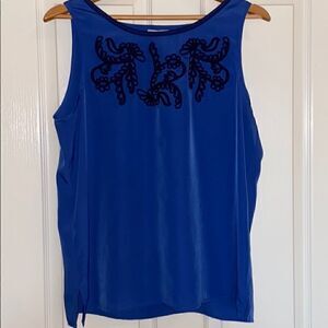 LOFT royal blue and black top with knit design